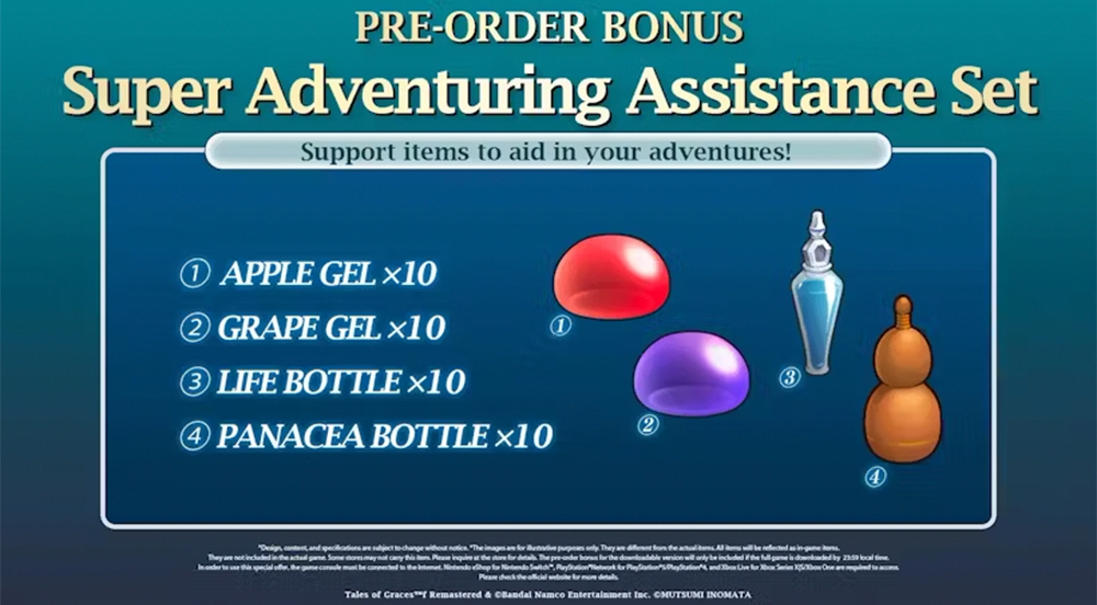 Tales of Graces f Remastered preorder bonus items